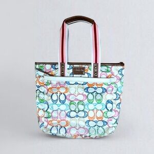 Coach Pastel Monogram Tote with Pink Handles